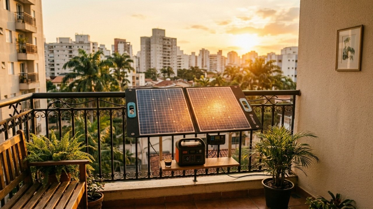 Gerador solar portátil e economia de energia