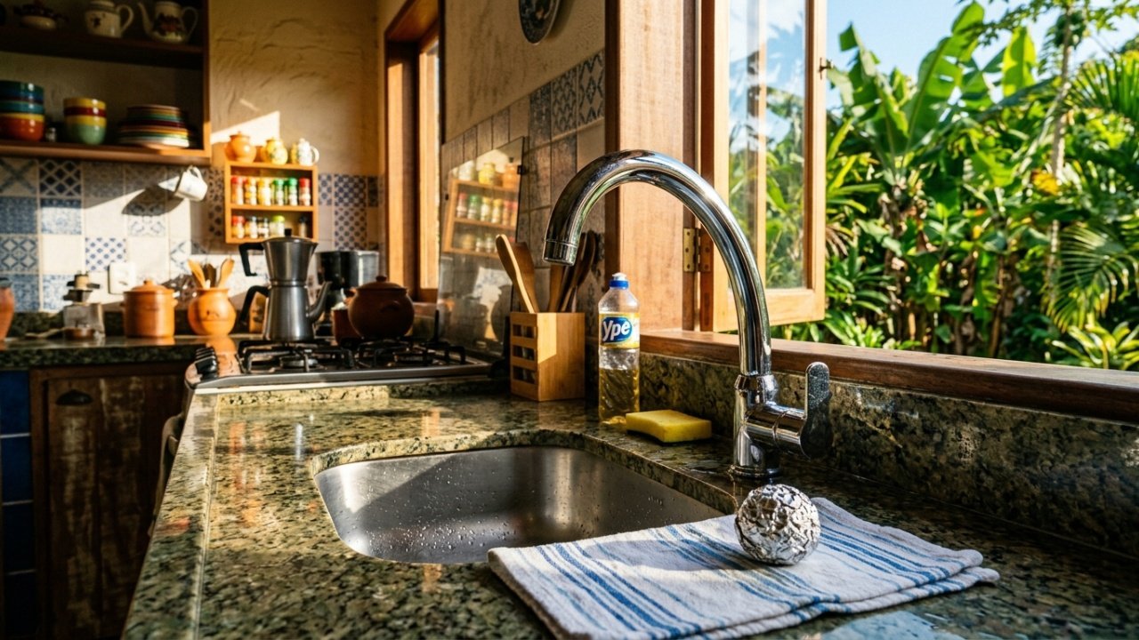 Papel alumínio na torneira ajuda na limpeza doméstica