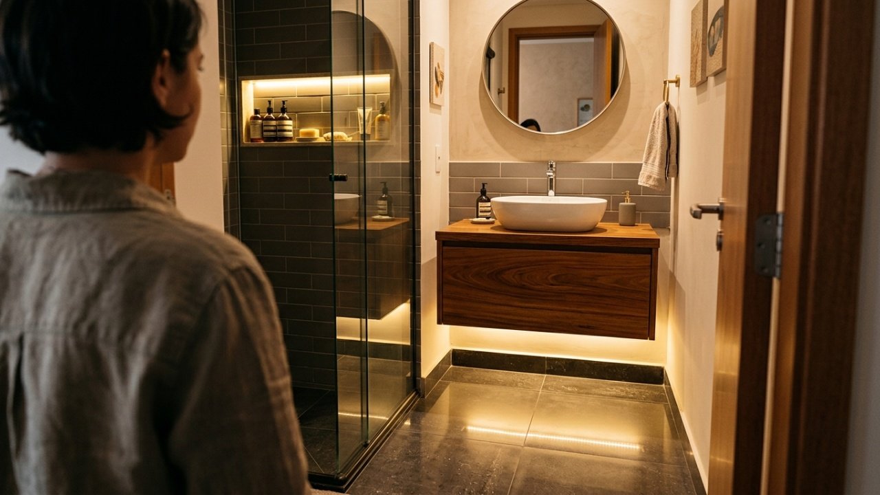 Iluminação indireta para banheiros pequenos