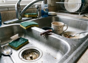 O que significa aparecer baratas na pia da cozinha à noite