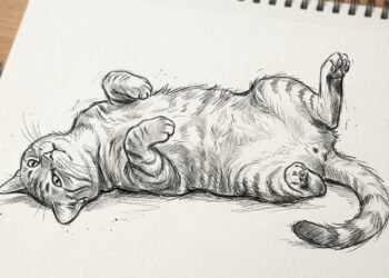 Gato vira de barriga para cima