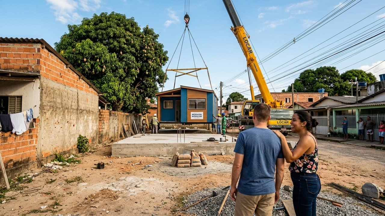 Casa pré-fabricada compacta que pode ser instalada em poucas horas