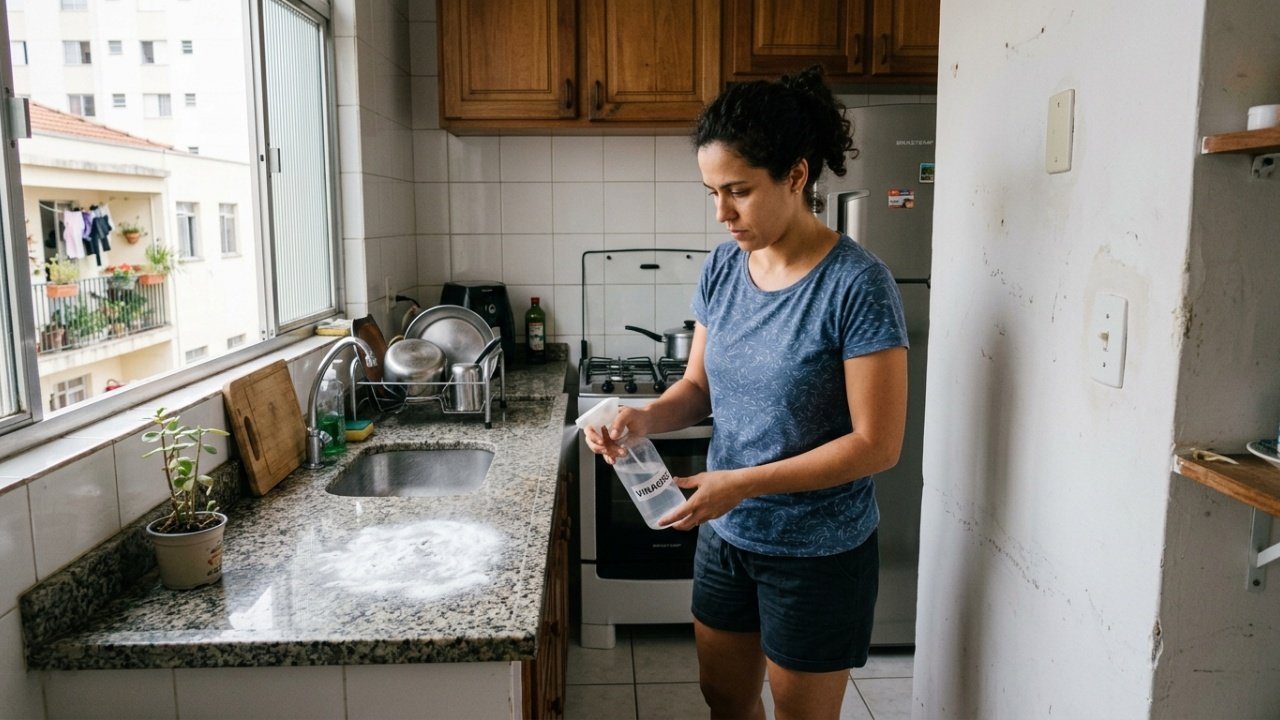 Misturar vinagre com bicarbonato