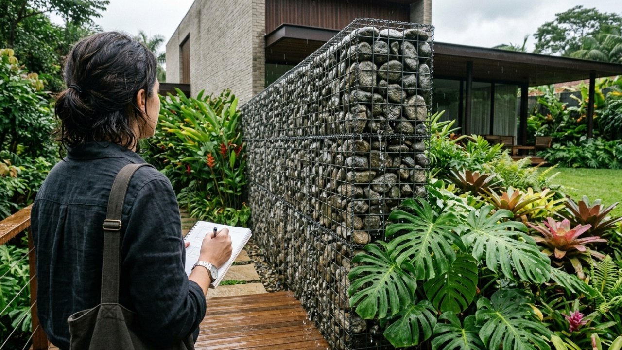 As razões estéticas, técnicas e sustentáveis para a adoção de muros de gabião em projetos residenciais contemporâneos