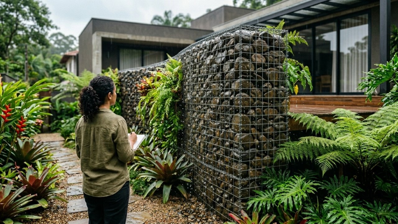 Os fatores estéticos, técnicos e sustentáveis que estão levando arquitetos a adotar muros de gabião em residências contemporâneas