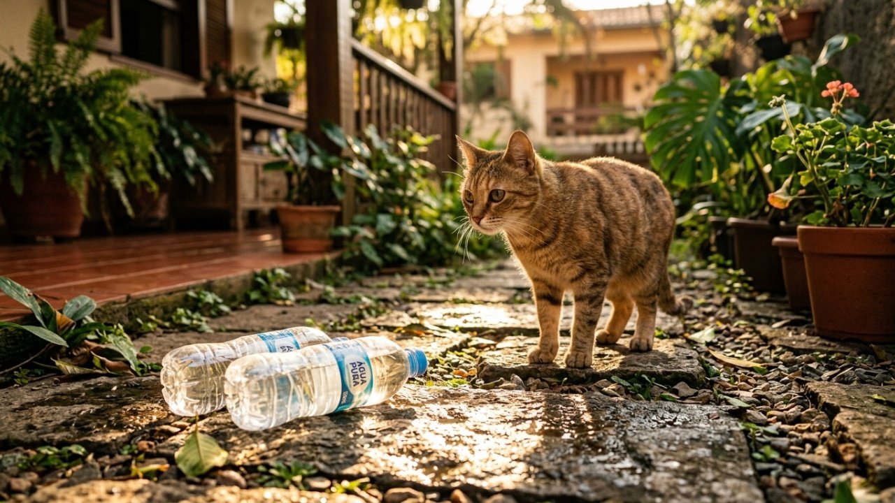 O fenômeno físico e os efeitos repelentes que tornam as garrafas com água uma barreira visual contra insetos e animais no quintal