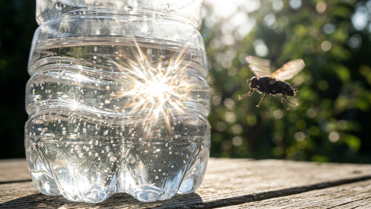 O fenômeno físico e os efeitos repelentes que tornam as garrafas com água uma barreira visual contra insetos e animais no quintal
