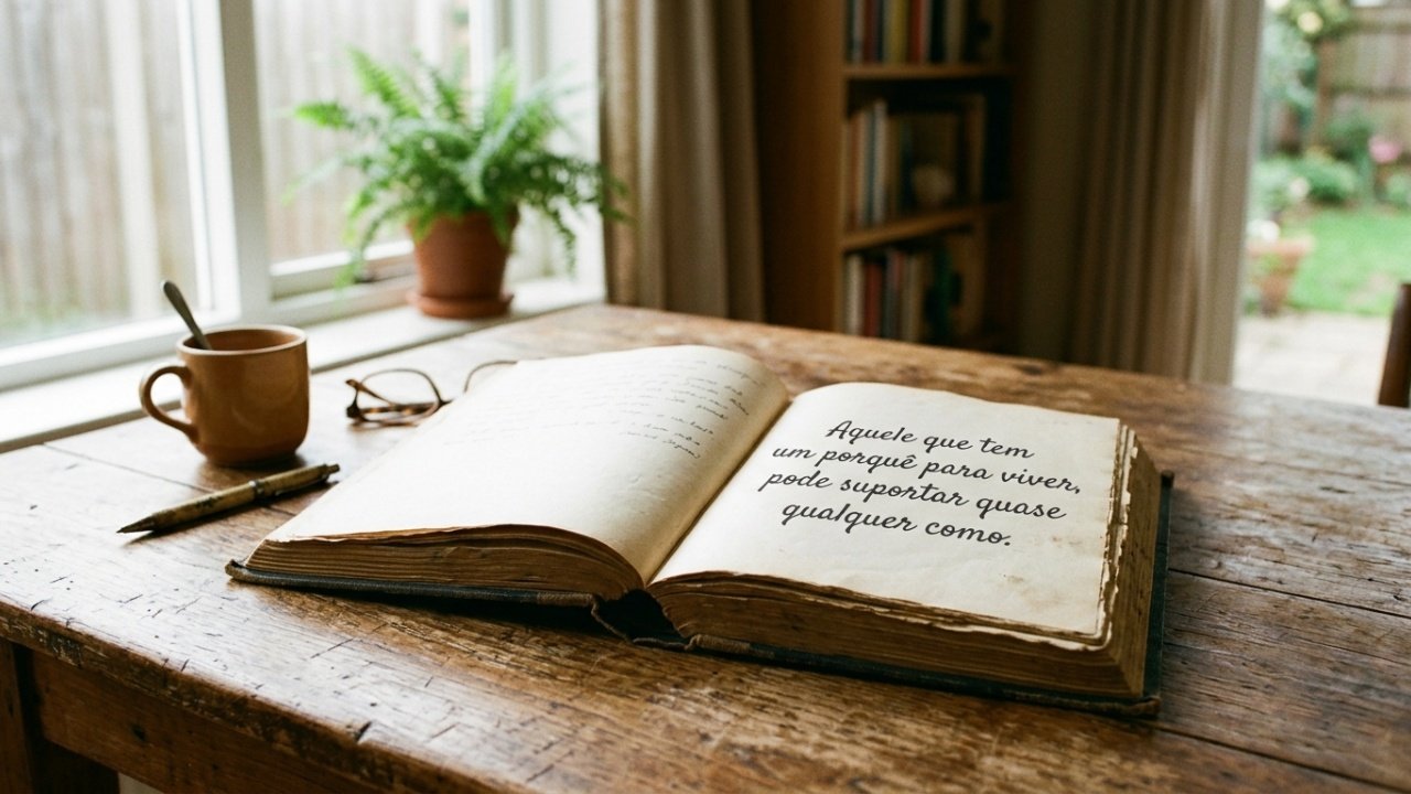 O propósito existencial, sintetizado na frase de Nietzsche, atua como fator de resiliência comprovado pela logoterapia e por estudos psicológicos