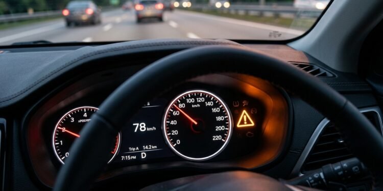 O que significa o triângulo desenhado na lateral do carro perto do velocímetro