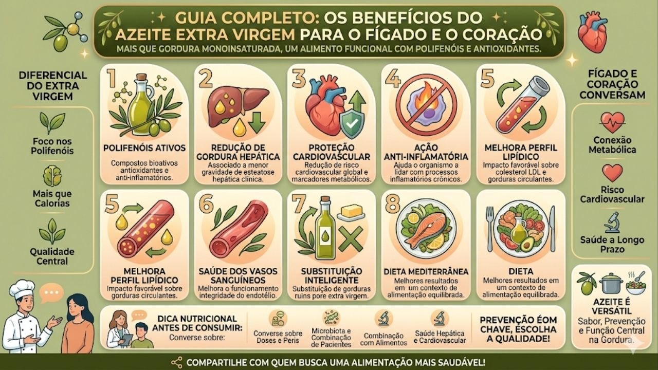 O que o consumo diário de azeite extra virgem faz no fígado e na saúde do coração