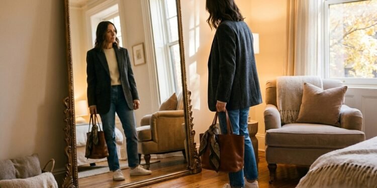 Como usar blazer oversized aos 40 com calça jeans e tênis em looks elegantes para o outono 2026