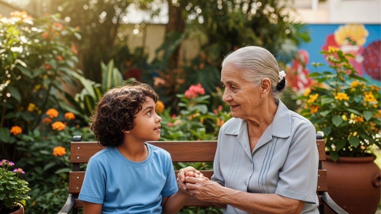 Estudos indicam que crianças que convivem com idosos regularmente demonstram maior compaixão e responsabilidade em suas interações sociais