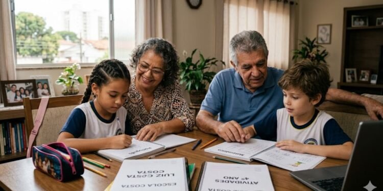 Avós e netos fortalecem linguagem e vínculo por meio da tradição oral.