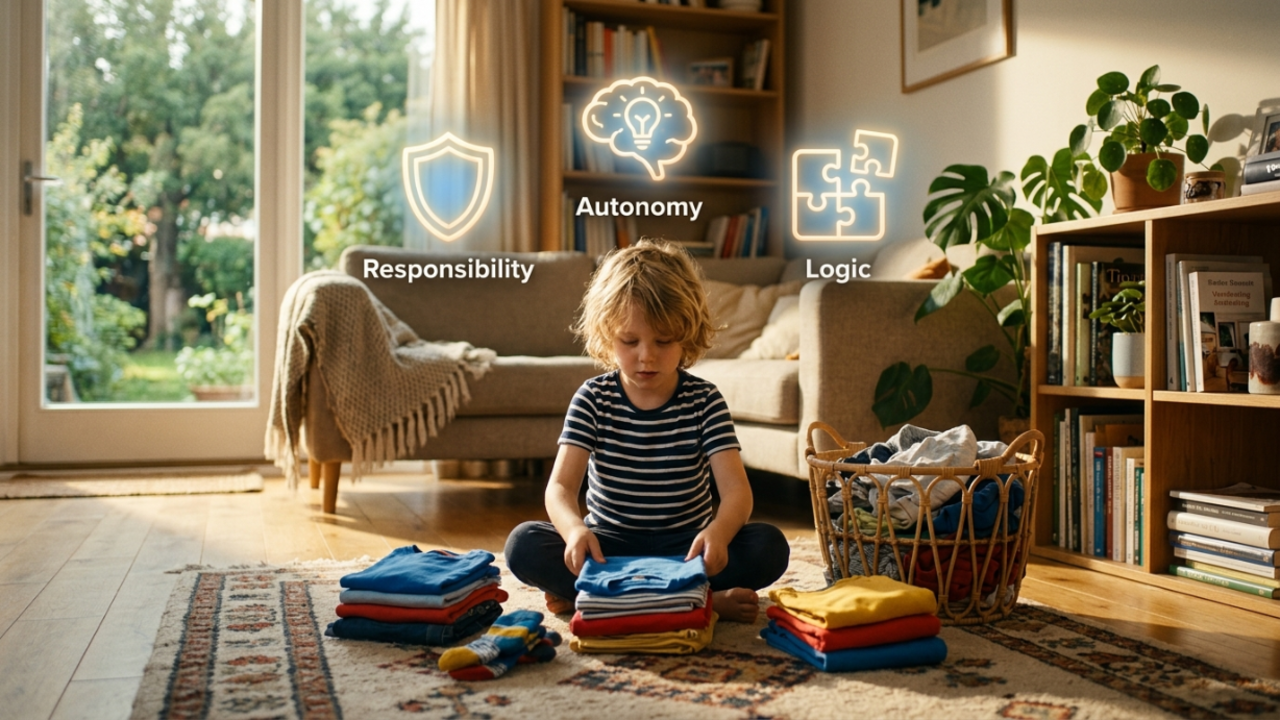 Estudos indicam que crianças que ajudam nas tarefas de casa desenvolvem mais autonomia e habilidades de resolução de problemas