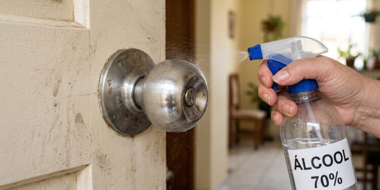 Borrifar álcool nas maçanetas todos os dias, por que isso é recomendado e o que pode evitar dentro de casa