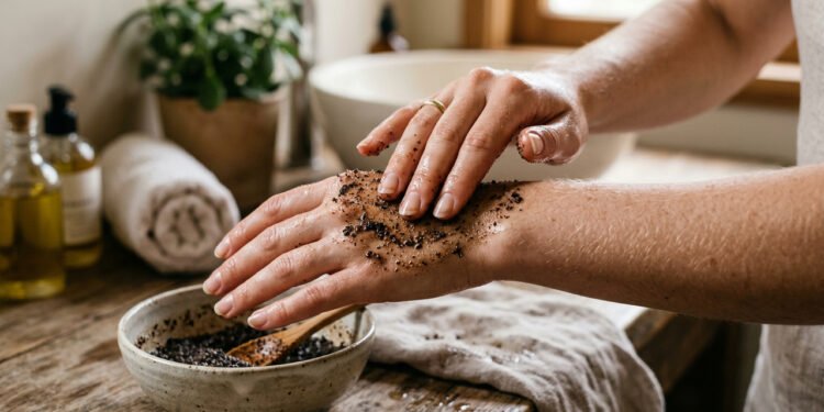 Misturar borra de café com açúcar e passar nas mãos, por que recomendam