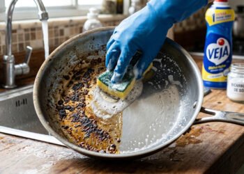 Truque simples para tirar manchas de gordura da panela em menos de 1 minuto