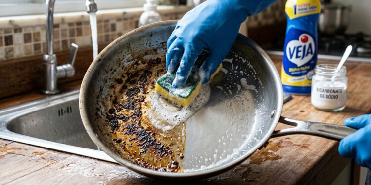 Truque simples para tirar manchas de gordura da panela em menos de 1 minuto