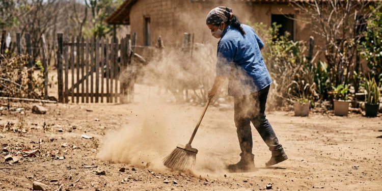 Idosos do interior afirmam, varrer o quintal seco pode trazer problemas respiratórios que poucos consideram