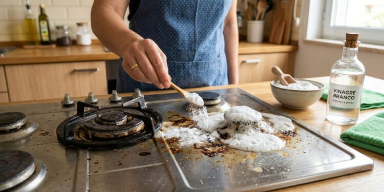 Sem água sanitária nem desengordurante, a melhor forma de remover gordura incrustada do fogão