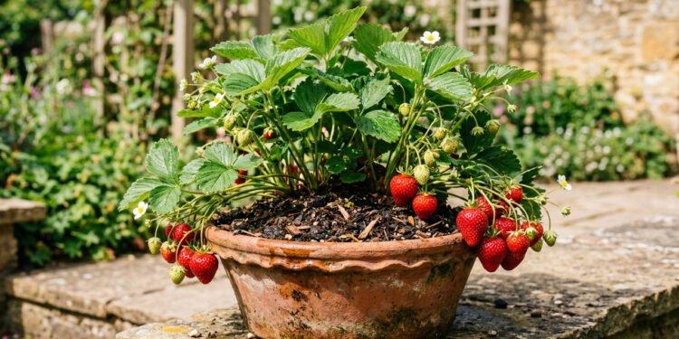 O segredo para colher morangos doces mesmo plantando em vaso