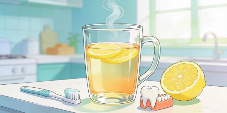 O que beber água morna com limão todos os dias faz no esmalte dos dentes e na digestão matinal