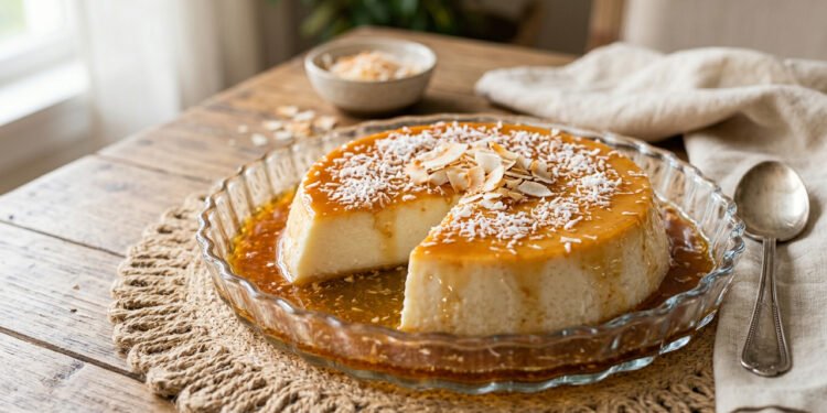 Sem forno nem leite condensado no almoço de domingo, pudim de coco leve e cremoso surpreende na sobremes