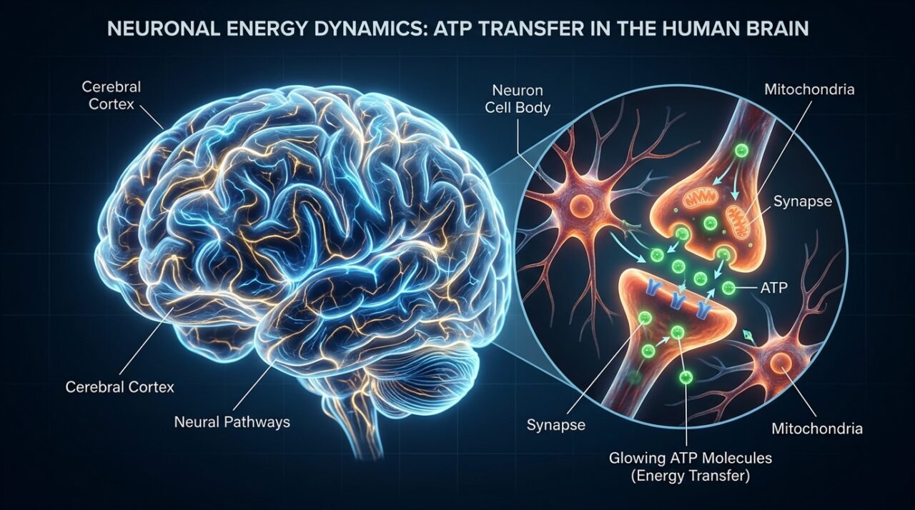 Metabolismo energético cerebral: a fosfocreatina atua diretamente na ressíntese rápida de ATP nos neurônios durante tarefas de alta demanda cognitiva.