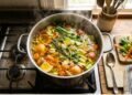 Caldo de legumes com aparas