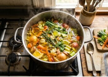 Caldo de legumes com aparas