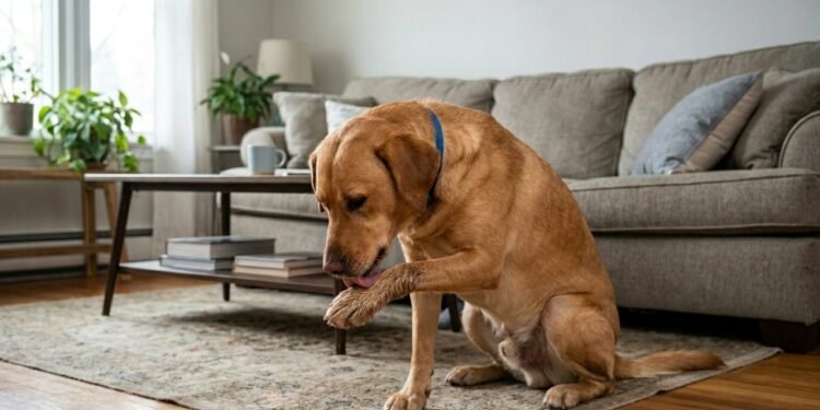 O que pode estar por trás do cachorro que não para de lamber as próprias patas