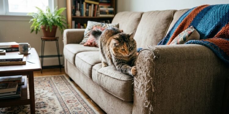 O que fazer quando o gato insiste em arranhar sofá e cadeiras diariamente