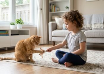 Crianças que vivem com gatos costumam desenvolver mais paciência e sensibilidade
