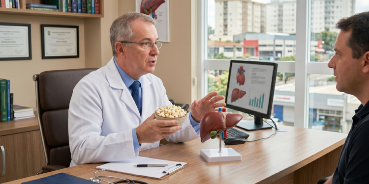 Hepatologista explica o efeito da pipoca no fígado e na saúde cardiovascular