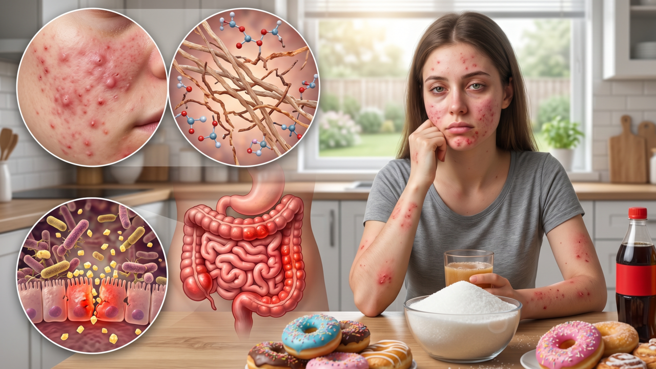 O que o açúcar faz no intestino e na pele