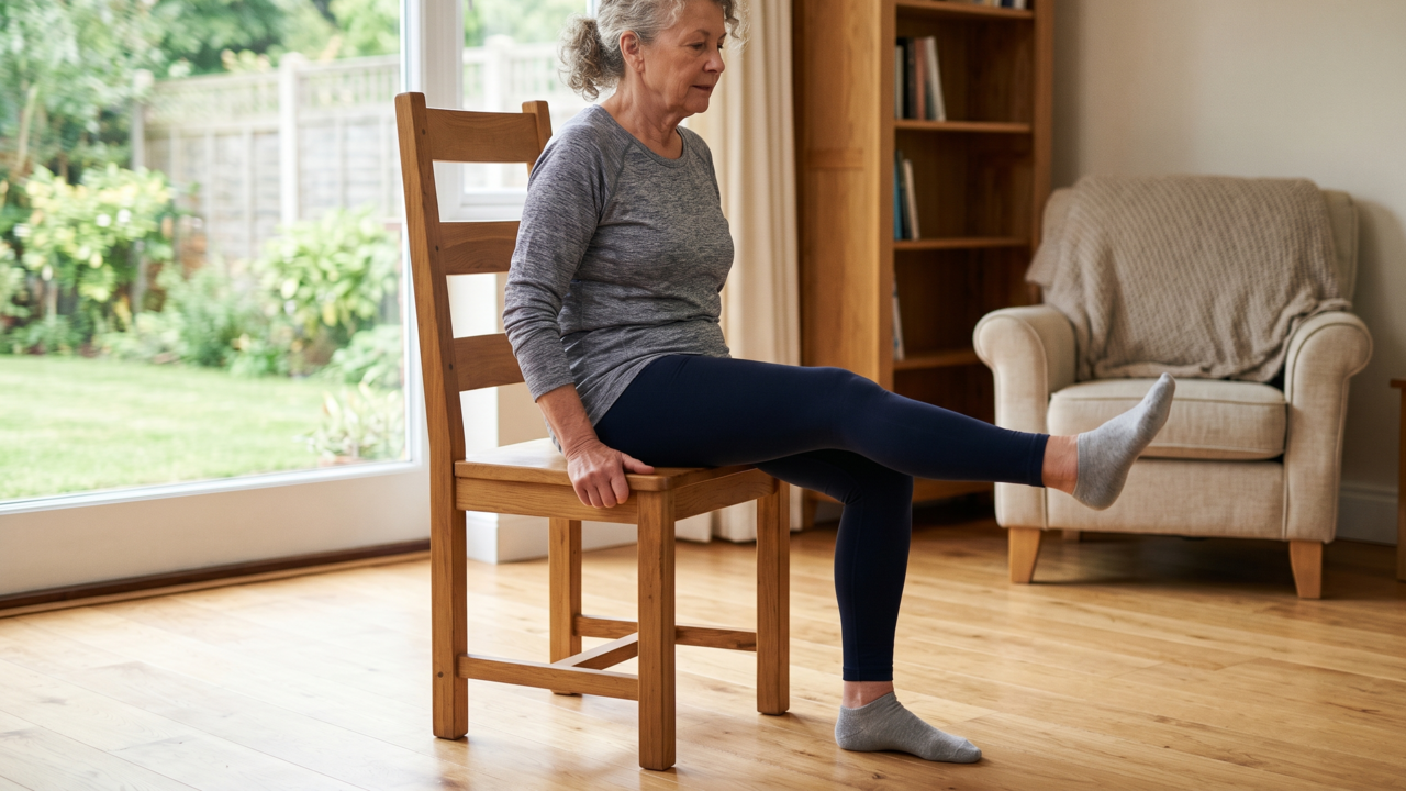 Pilates na cadeira, 4 movimentos simples para aliviar a lombar e recuperar firmeza nas pernas depois dos 60