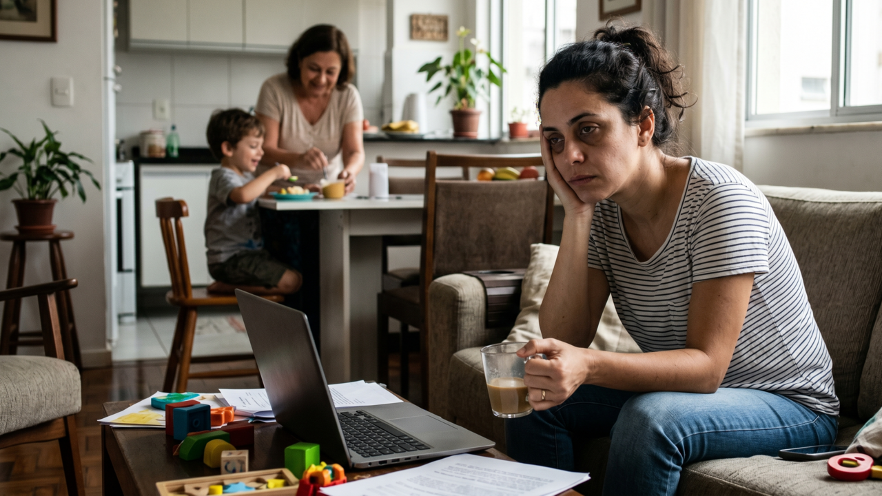 A psicologia mostra que pais exaustos que delegam cuidado entre irmãos não são frios, mas podem estar reproduzindo uma sobrecarga invisível