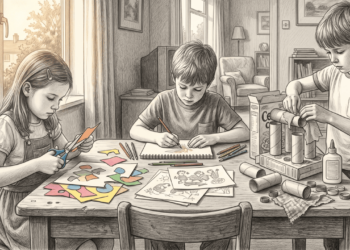 Quem cresceu antes da rotina dominada por telas talvez se lembre de quando crianças passavam a tarde desenhando, recortando e montando coisas com o que havia em casa, algo que hoje especialistas em desenvolvimento infantil associam à concentração e à criatividade