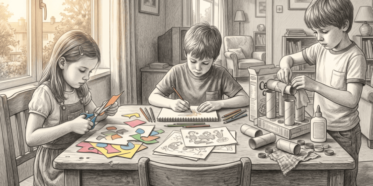 Quem cresceu antes da rotina dominada por telas talvez se lembre de quando crianças passavam a tarde desenhando, recortando e montando coisas com o que havia em casa, algo que hoje especialistas em desenvolvimento infantil associam à concentração e à criatividade