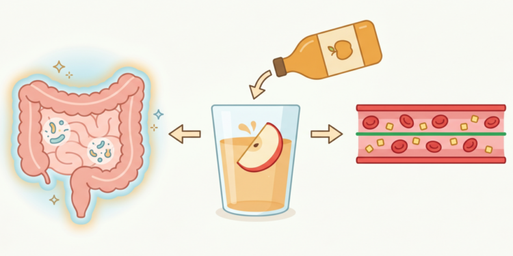 O que a água com vinagre de maçã em jejum faz no intestino e na glicose