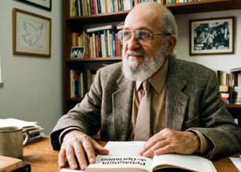 Frase de Paulo Freire, “Ninguém educa ninguém, ninguém educa a si mesmo, os homens se educam em comunhão”