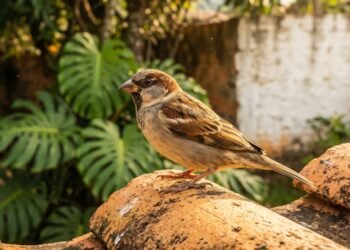 Como a presença diária de pardais no quintal funciona como um indicador biológico de qualidade ambiental