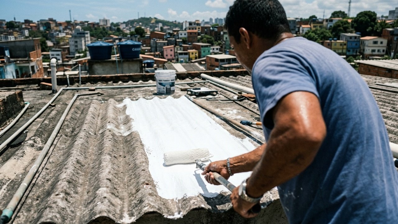 Por que a tinta branca no telhado reduz o calor interno