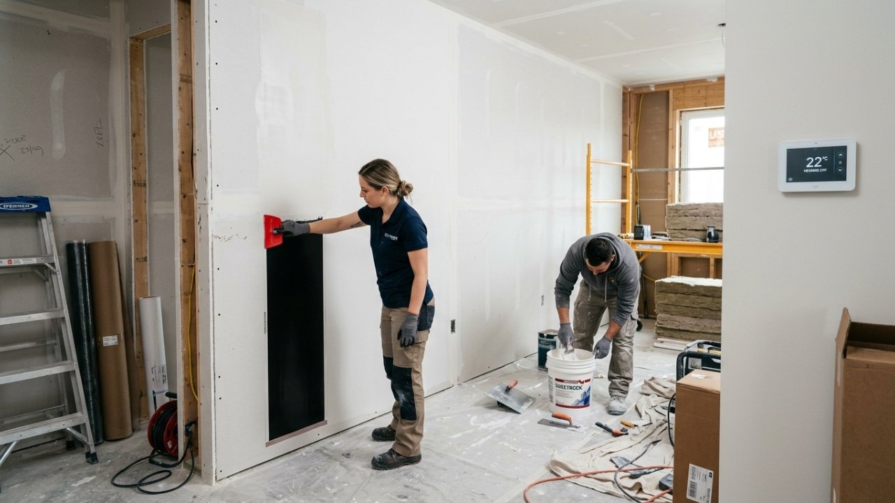 Não é o aquecedor elétrico de tomada, nem o piso radiante caro o painel de gesso, com película de grafite que esquenta a parede consumindo pouca energia