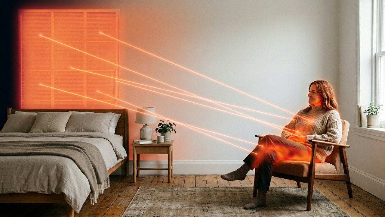 Não é o aquecedor elétrico de tomada, nem o piso radiante caro o painel de gesso, com película de grafite que esquenta a parede consumindo pouca energia