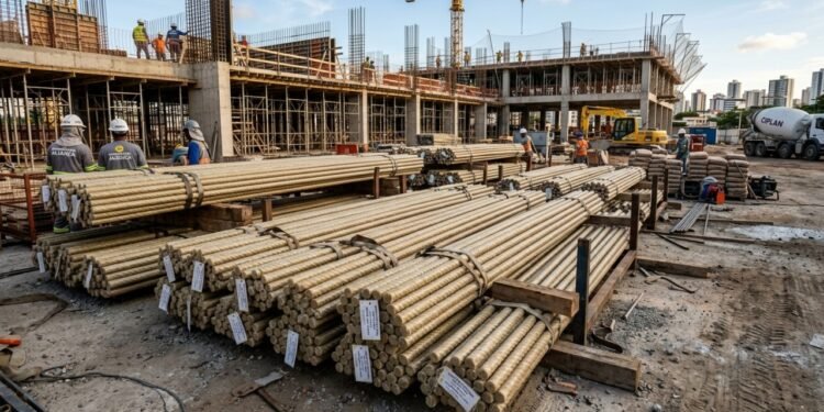Vergalhão de GFRP como alternativa ao aço na construção civil