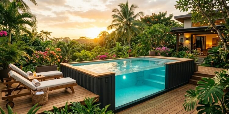 Transformação de contêineres marítimos em piscinas de luxo