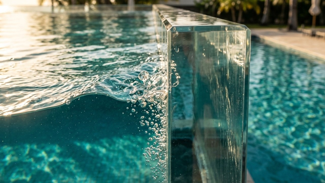 Piscinas suspensas com painéis gigantes de acrílico