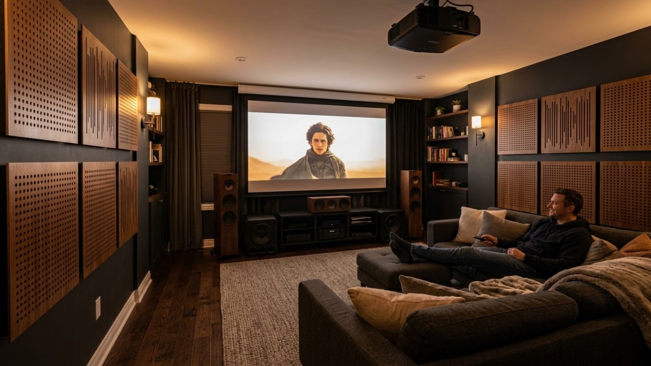 A tecnologia de placas cimentícias perfuradas que elimina o eco em salas de TV