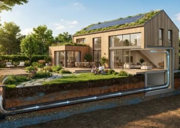 Geotermia residencial com tubos enterrados no quintal